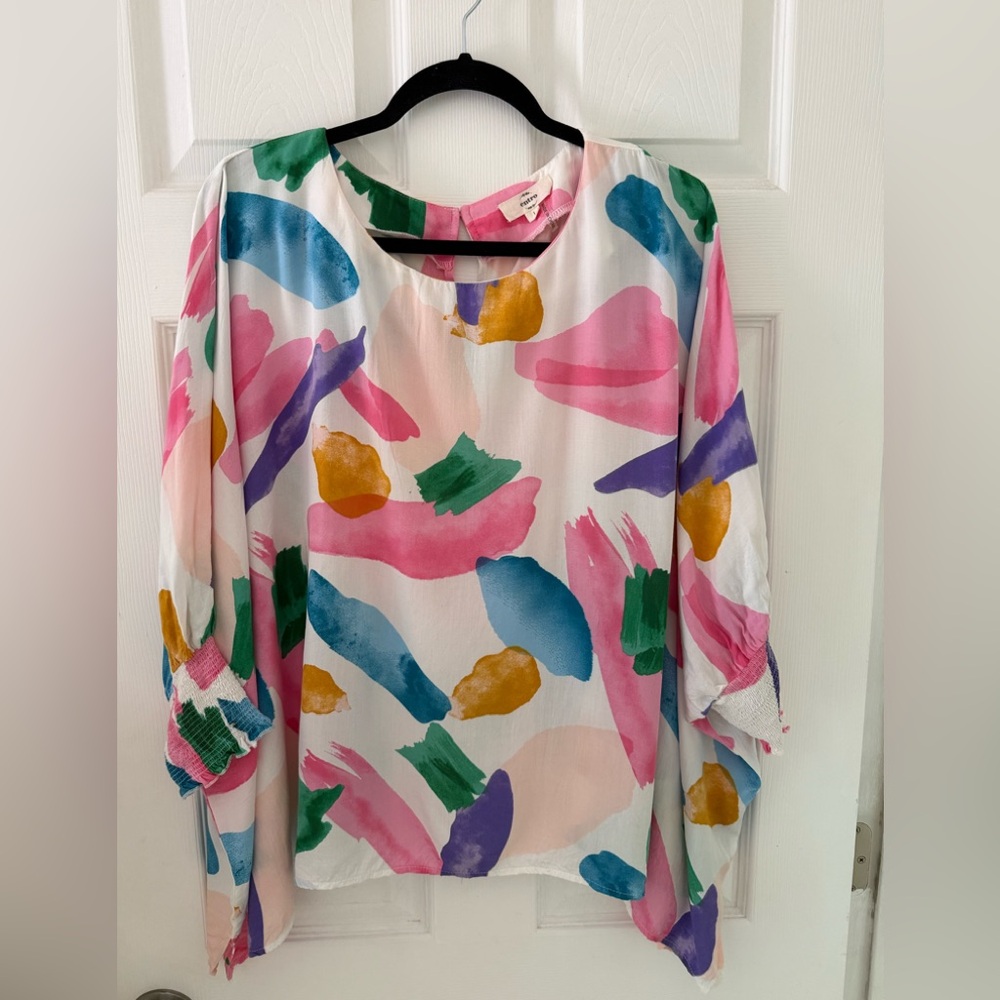 Entro Graphic Pink and Blue Blouse